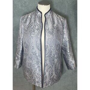 Bloomingdale’s Women’s Jacket Blazer 3X Paisley Jacquard Open Front‎ Luxe Formal